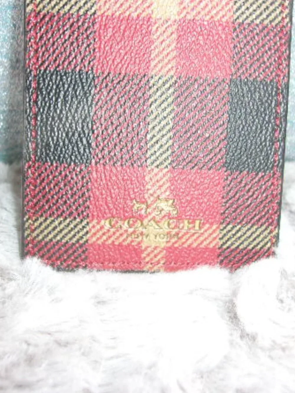 E-270 COACH RILEY PLAID LANYARD I.D. HOLDER